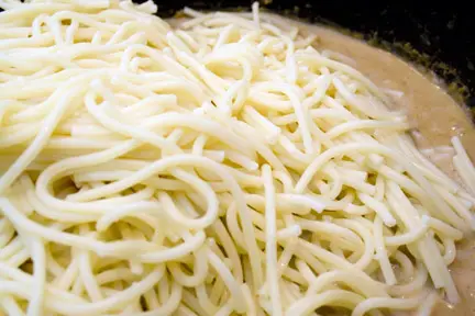 spaghetti in alfredo sauce