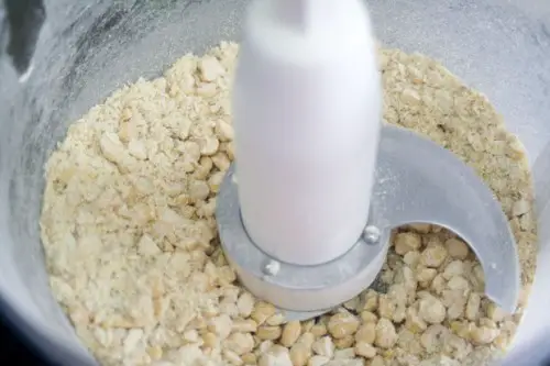 dried garbanzo beans in the food processor