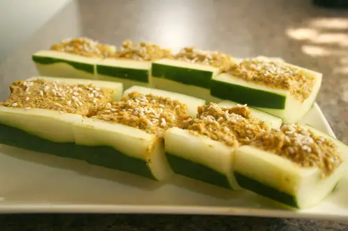 Carrot Pesto Cucumber Boats