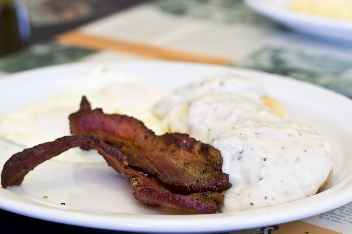 Trips Diner - Biscuits and Gravy with bacon
